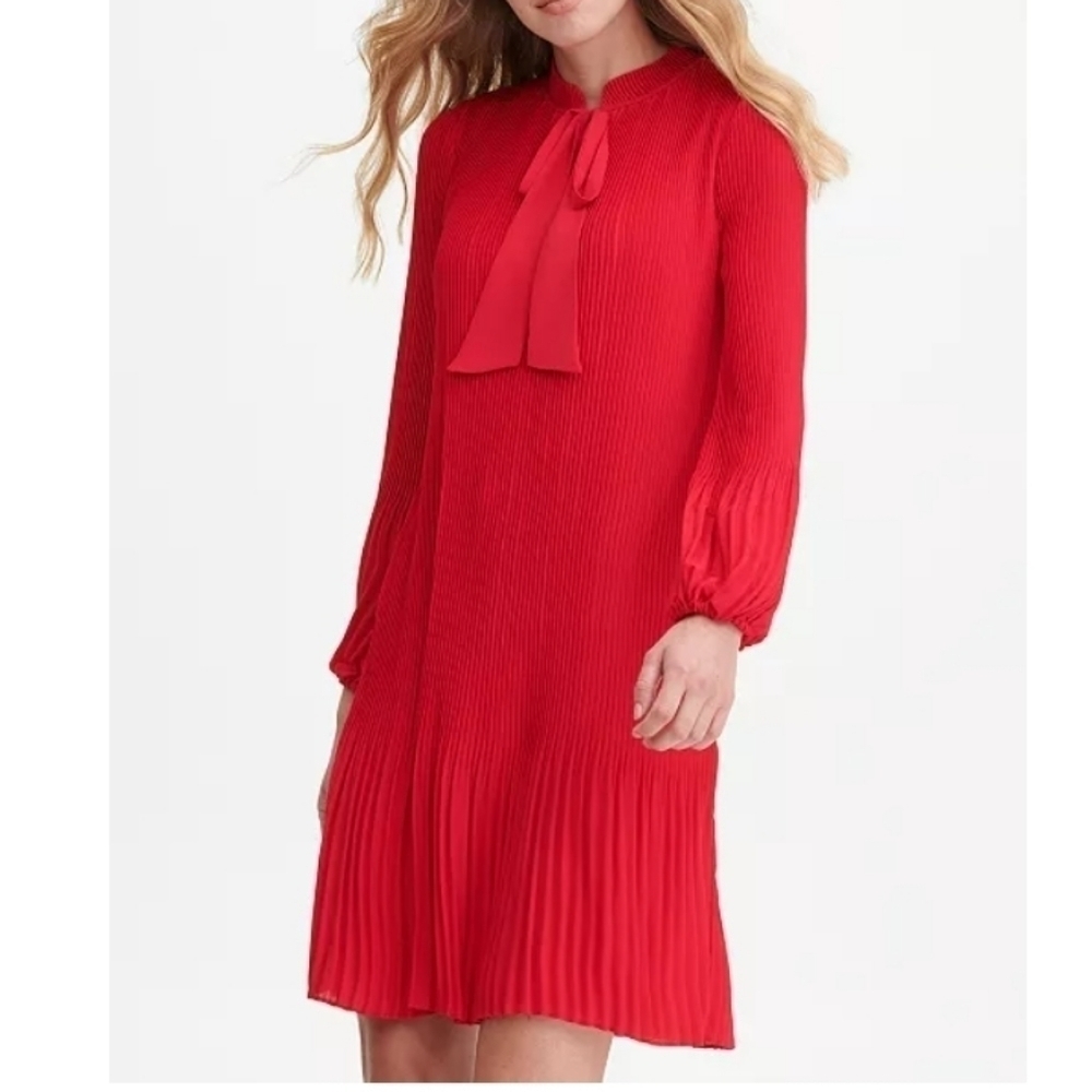 DKNY pleated long sleeve Midi dress Sz-6